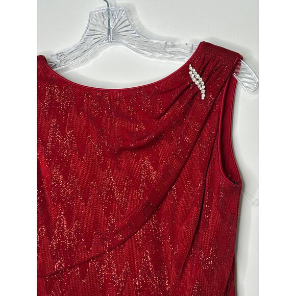 Vintage 80's-90's Patra Petite Red Sparkle Formal Evening Dress Made in USA 8 p - Picture 5 of 15